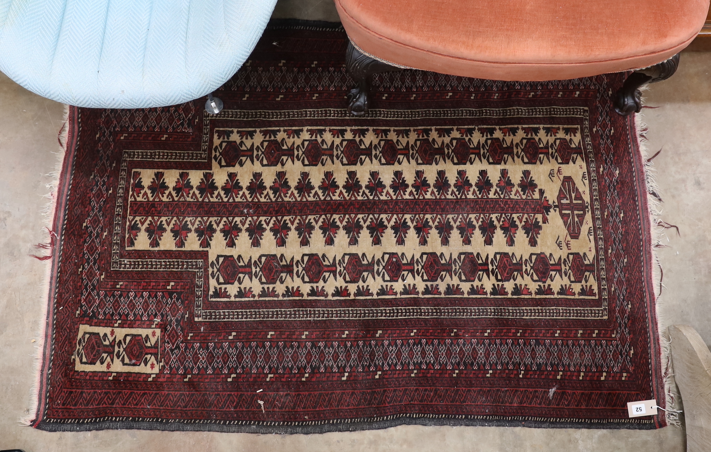 A Bokhara ivory ground prayer rug, 150 x 106cm